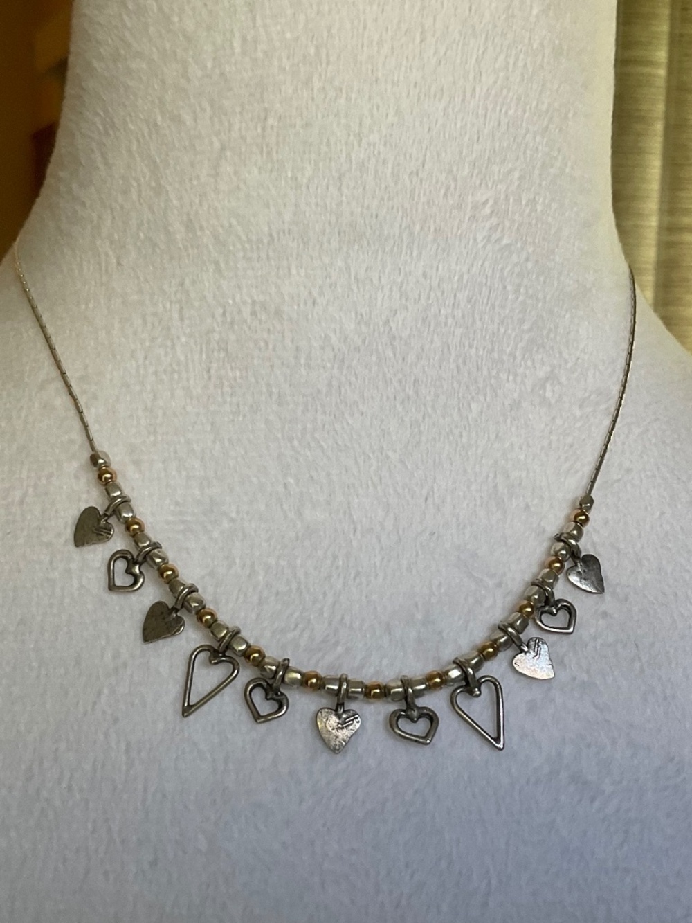Sterling Silver Multi Heart Necklace 16 1/2”